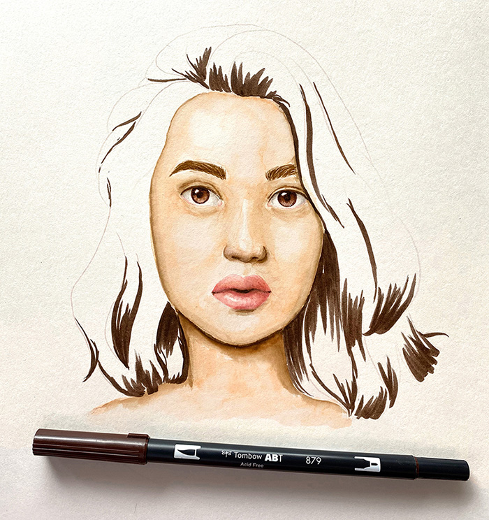 How to draw hair w/ Brush Markers and Brush Pens, Drawing