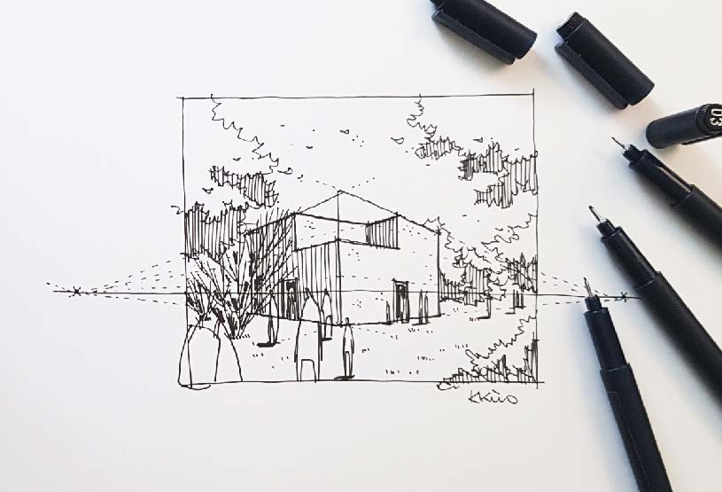 Dan Hogmans architectural sketches capture the essence of their subjects