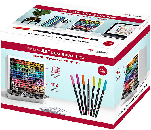 Tombow ABT Dual Brush Pen présentoir de bureau de marqueurs  avec 107 couleurs + mélangeur