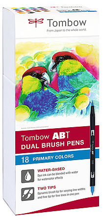 Tombow ABT Dual Brush Pen Set de 18 couleurs primaires