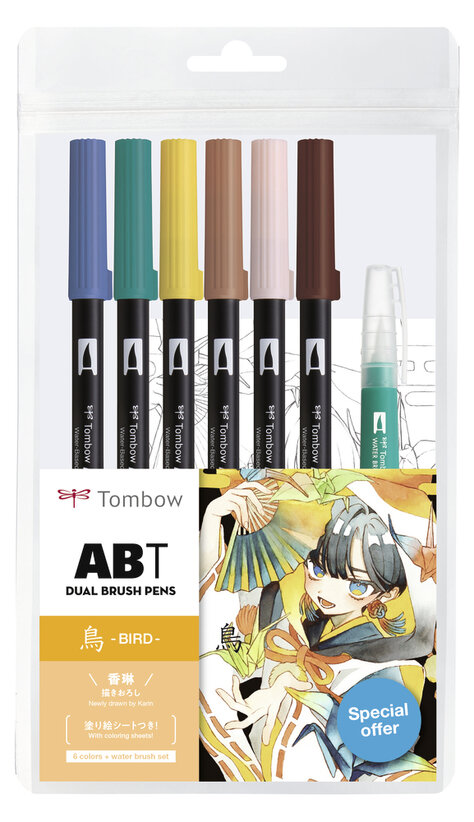 Tombow Europe: ABT Dual Brush Pen Watercolor Manga Set Bird