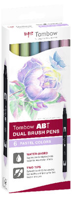 ABT Dual Brush Pen Set de 6 couleurs pastels, boite carton