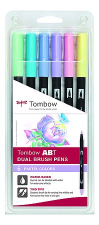 Tombow ABT Dual Brush Pen set of 6 Pastel Colors