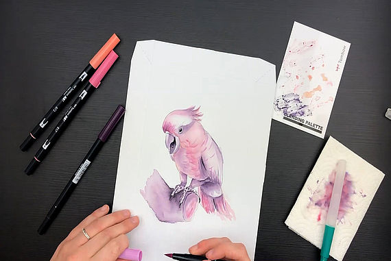 Dessiner un cacatoès avec le set de toile de Watercoloring