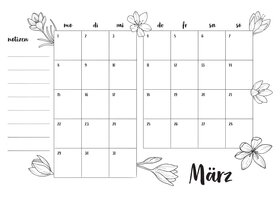 Bujo Monatsvorlage März