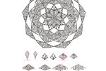 Modèle de Mandala de Création terminé pour le mois de mars avec des motifs filigranes et des ornements symétriques qui peuvent encore être coloriés.
