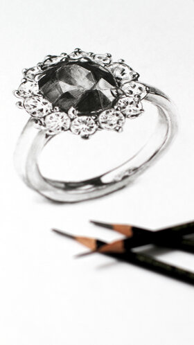 Een diamanten ring tekenen