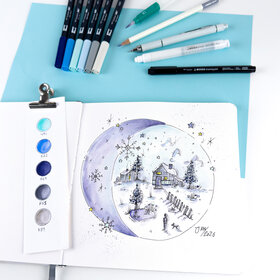 Urban Sketching Winter House