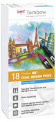 Tombow ABT Dual Brush Pen Set de 18 couleurs primaires