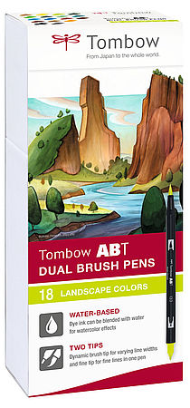 Tombow ABT Dual Brush Pen 18 st. set, landschapskleuren