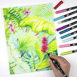 Tombow ABT Dual Brush Pen Set de 6 couleurs testées dermatologiquement