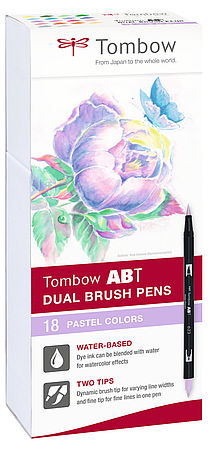 Tombow ABT Dual Brush Pen set of 18 Pastel Colors