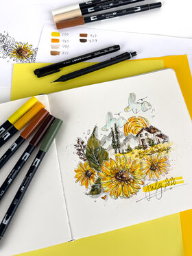 Urban Sketching Sunflower Paradies