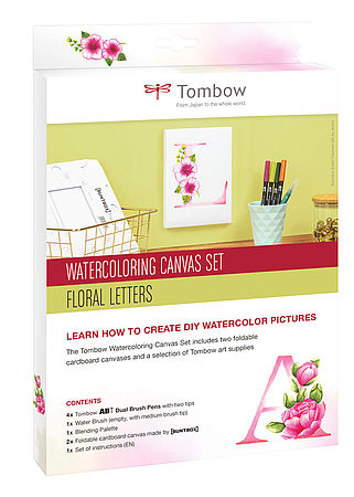 Tombow-Watercoloring-Leinwand-Set Florale Buchstaben