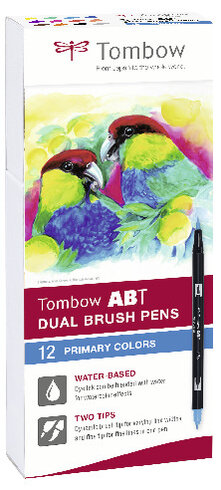 Tombow ABT-N15-P2 Dual Brush Pen - Pennello A Doppia Punta Nero - Confezione Da 2 - Per Acquerello, Lettering, Fumetti