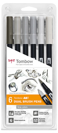 Tombow ABT Dual Brush Pen Grautöne 6-er Set Kartonverpackung