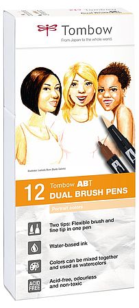 Tombow ABT Dual Brush Pen Set de 12 couleurs portrait