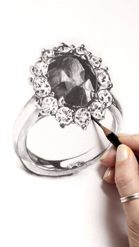 Diamantring zeichnen
