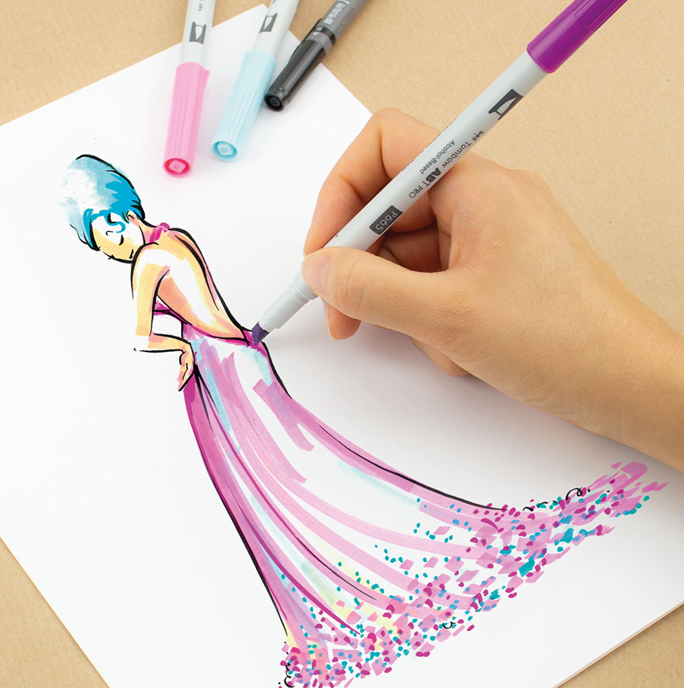 Abt Pro Marker Tombow Copic markers vs promarkers (brushmarkers) + drawing time lapse testing both. abt pro marker tombow