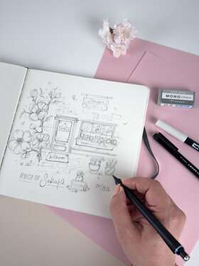Urban Sketching Kirschblütenhaus