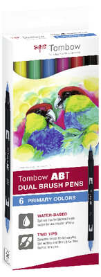 ABT Dual Brush Pen set van 6 primaire kleuren
