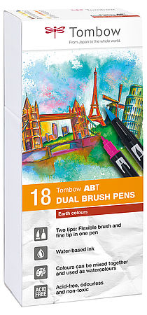 Tombow ABT Dual Brush Pen Set de 18 couleurs terre