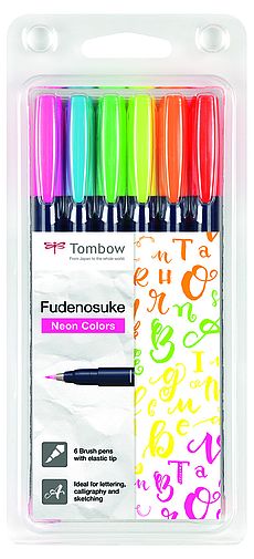 Fudenosuke Feutre Brush néon Set de 6