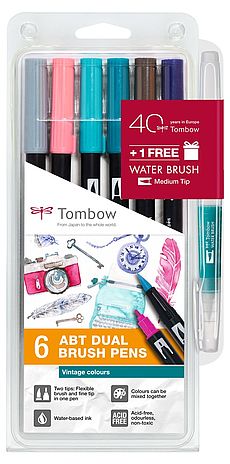 ABT kit de 6 Vintage + Pinceau avec réservoir d’eau