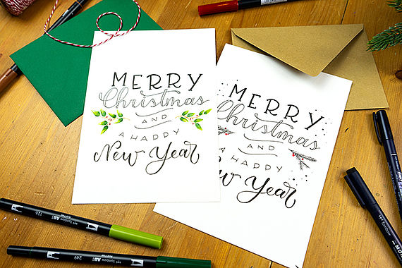 Layout en compositie van letterings voor kerstkaarten 