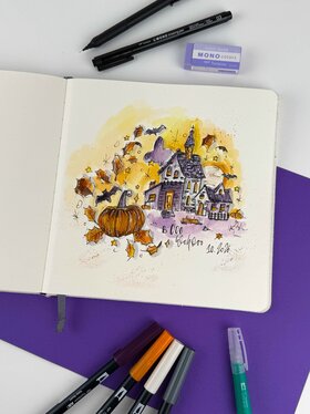 Urban Sketching - Halloween House