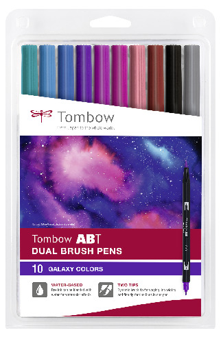 Dual Brush Pen Art Markers 10-Pack, Galaxy, Brush Markers