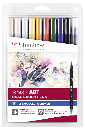 Tombow ABT Dual Brush Pen 10 set, Manga Shonen Colours