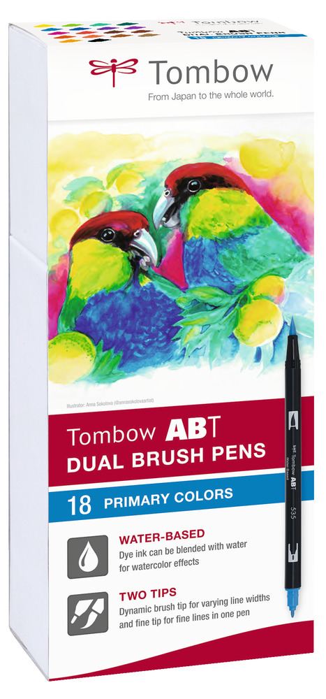 Tombow ABT Dual Brush Pen 18set, Secondary Colors