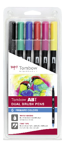 Tombow ABT Dual Brush Pen set of 6 Primary Colors