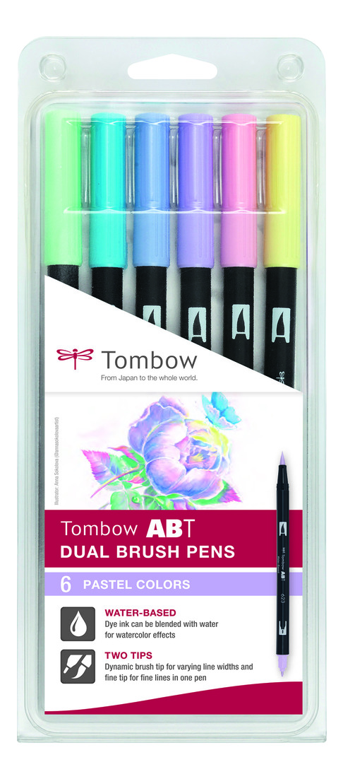 Set 6 Rotuladores Lettering Pastel Tombow –