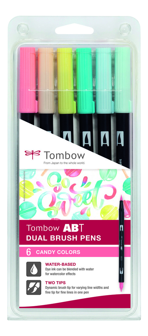 Tombow ABT Dual Brush Pen Set de 6 couleurs candy