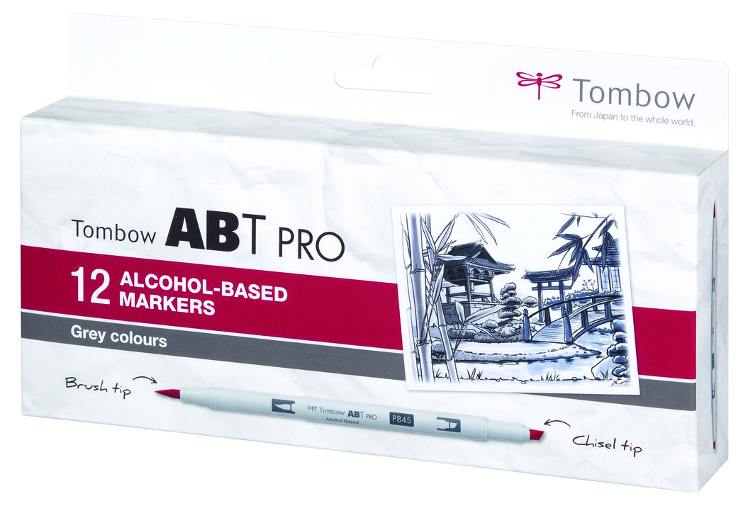 ABT PRO Alcohol-Based Art Markers, Gray Palette, 12-Pack