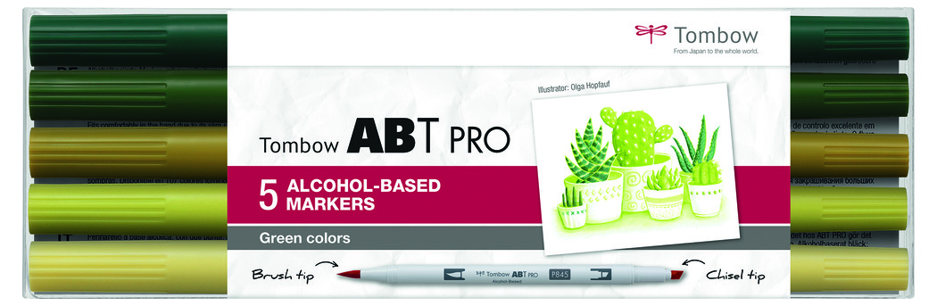 Tombow ABT PRO Set de 5 couleurs vert