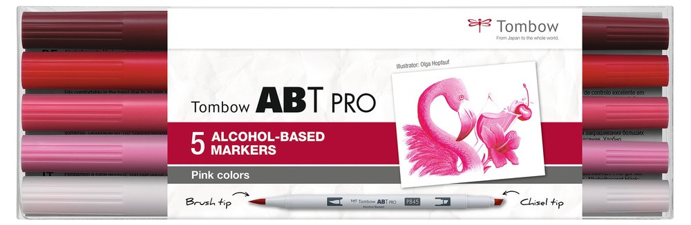 Tombow ABT PRO Dual Brush Pen 5 set, Basic Colours