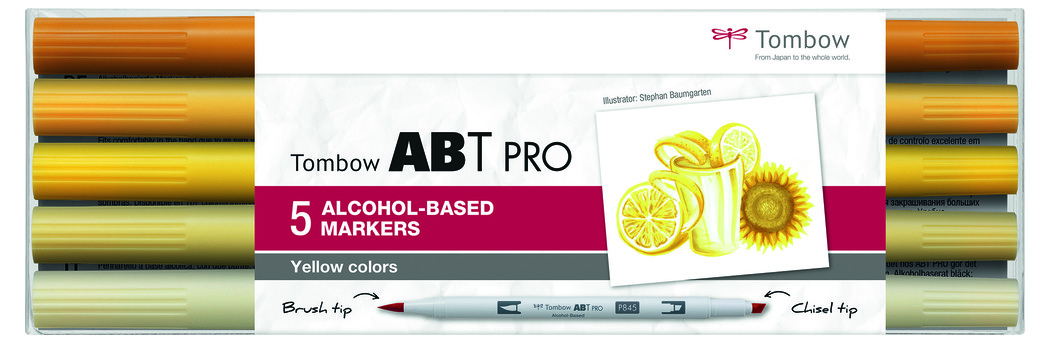 Tombow ABT Pro Alcohol Brush Markers Set of 5 Grey Tones New in