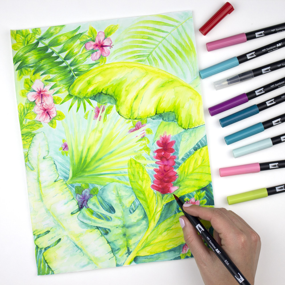 Tombow ABT Dual Brush Pen - 6 Color Set - Botanical