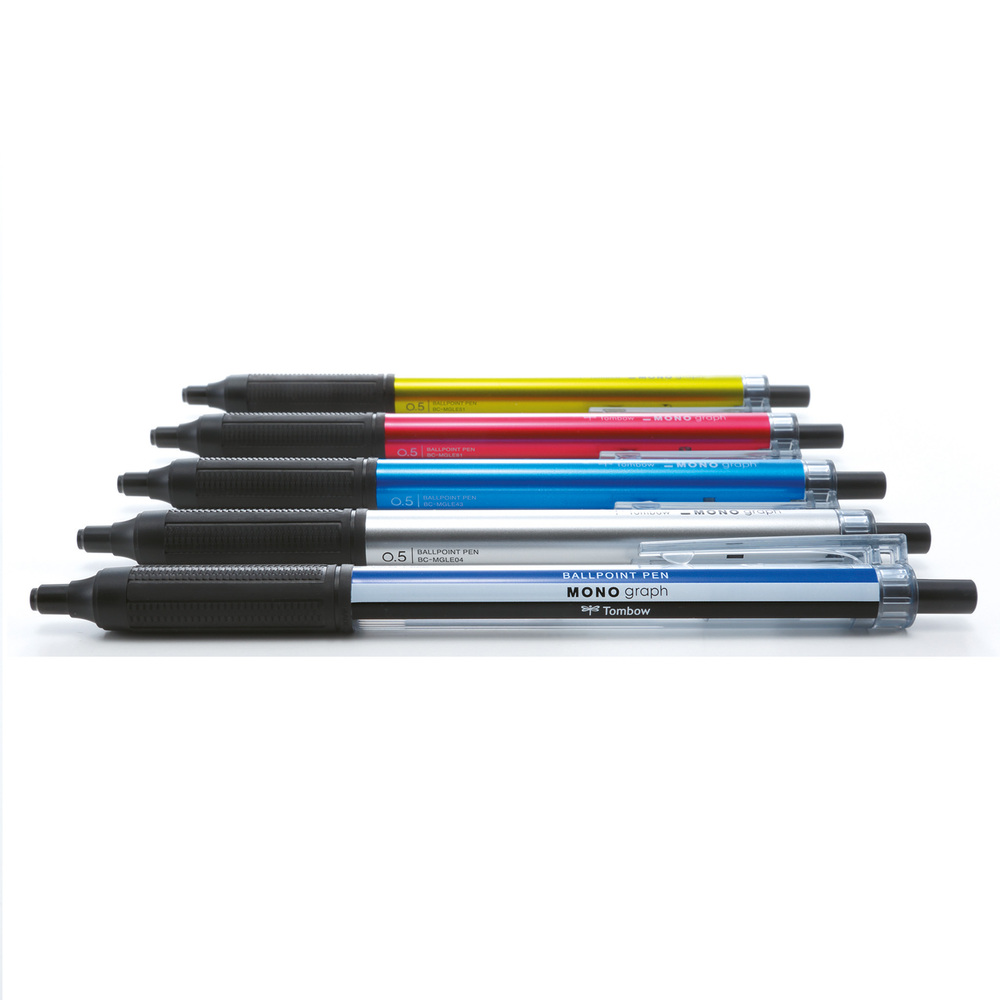 Tombow Penna A Sfera MONO Graph Lite | Punta Ad Ago 0,5mm, Inchiostro Blu, Colori Smokey E Impugnatura Ergonomica