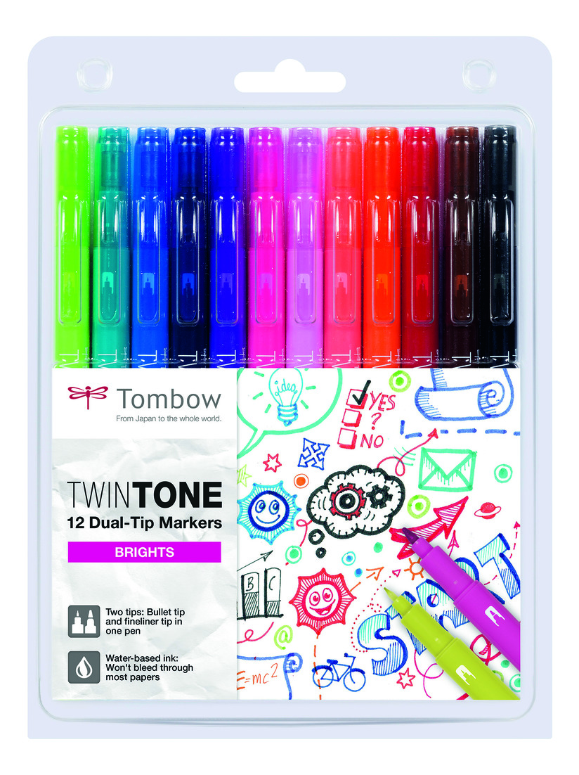 TwinTone Dual Tip Art Marker Rainbow Set, 12-Pack