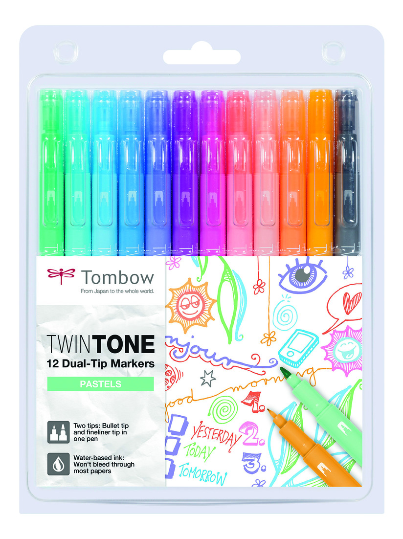 Feutre à 2 pointes TwinTone, Set de 12 couleurs pastels