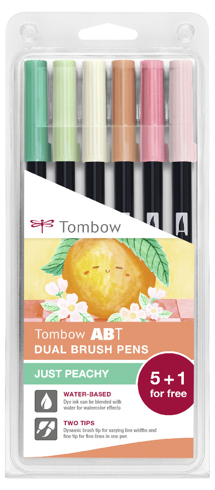 thumbnail interactive-video image 1 of Tombow ABT Dual Brush Pen - Pastel Colors, Pack Of 6, Water-Based For Lettering & Watercoloring 1 of 6