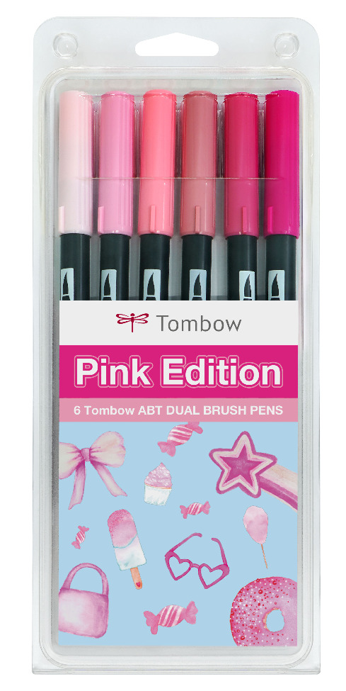 Tombow Dual Brush Pen Box Of 6 Pink Punch